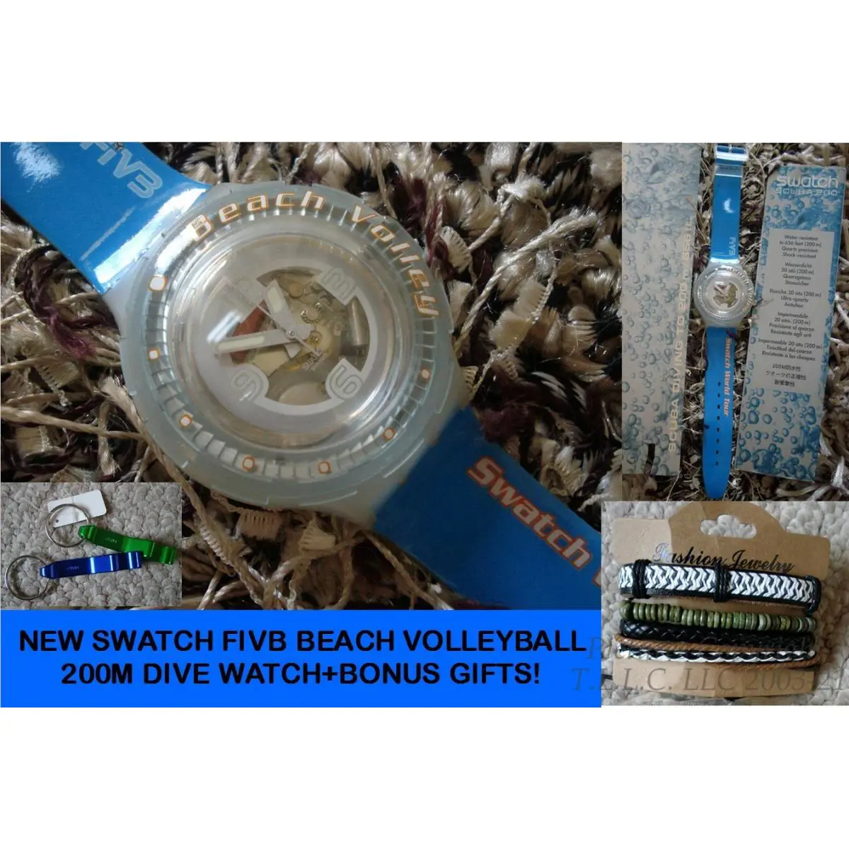 Swatch SHK104 Fivb Beach Volleyball 200M Dive Watch +snowpass Watch +bonuses