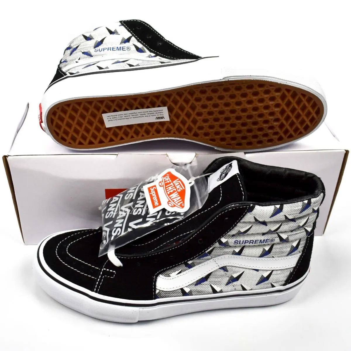 Supreme SS19 Vans Sk8 Hi Pro Diamond Plate Print Sneakers Men`s 9