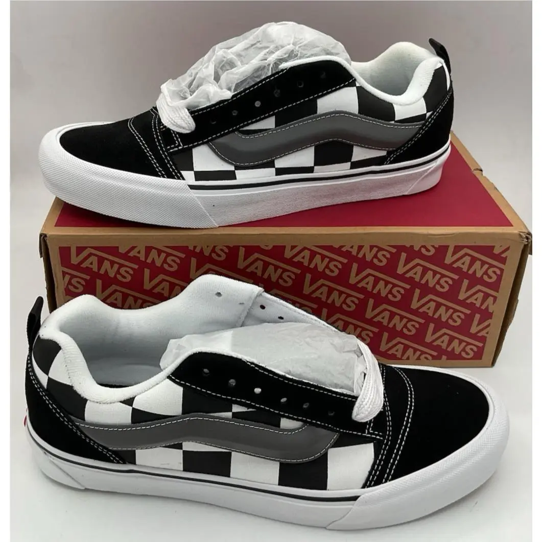 Vans Knu Skool Shoes Mega Check Black Men Size 11.5 Checkerboard