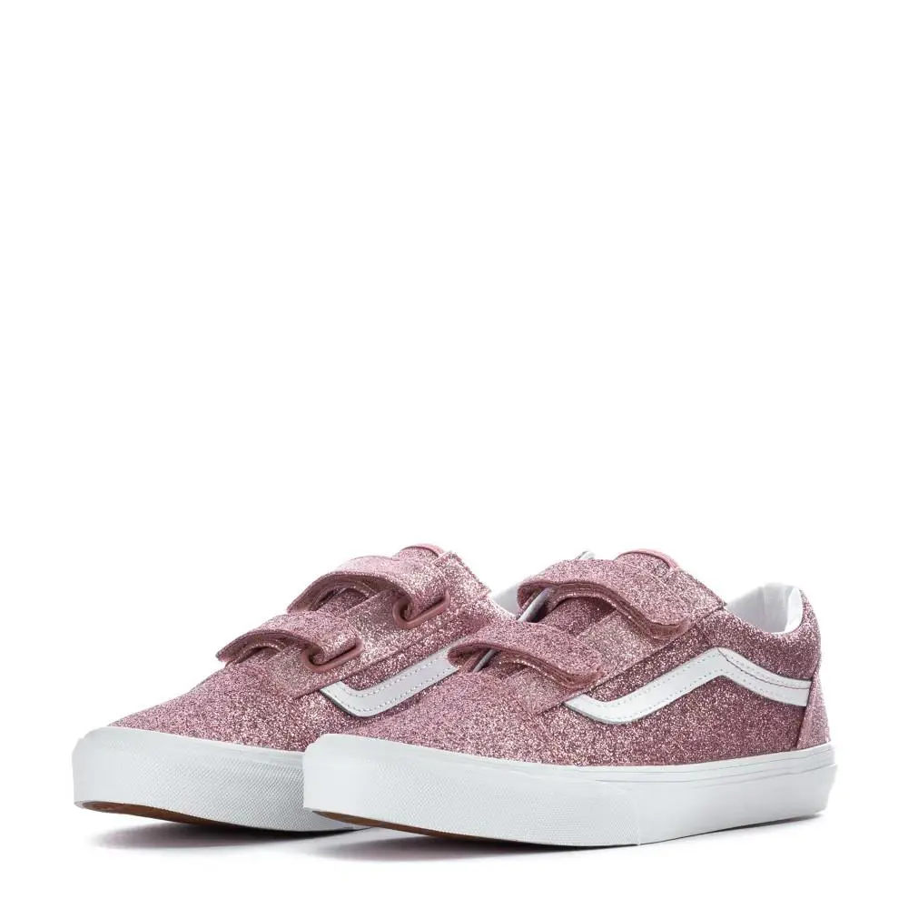 Vans Old Skool Low Sneakers Casual Youth Shoes Glitter Rose Gold/whte Size 6 - Glitter Rose Gold - VN000D48FSL