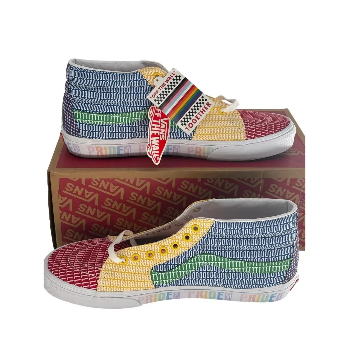 Vans Sneakers Sk8 Mid Rise Rainbow Pride Red Blue Yellow Men Size 12