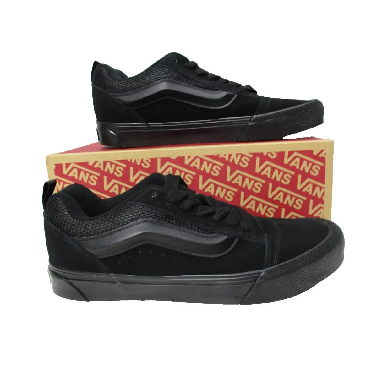 Vans Knu Skool Shoes Triple Black Suede Skate Sneakers Mens Sz 10