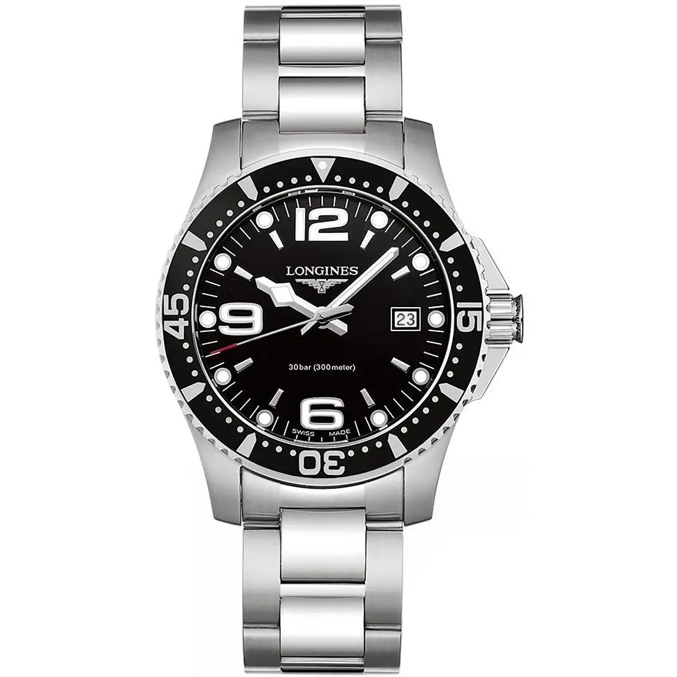 Longines Hydroconquest Quartz 41 Black Dial Steel Men`s Watch L3.740.4.56.6