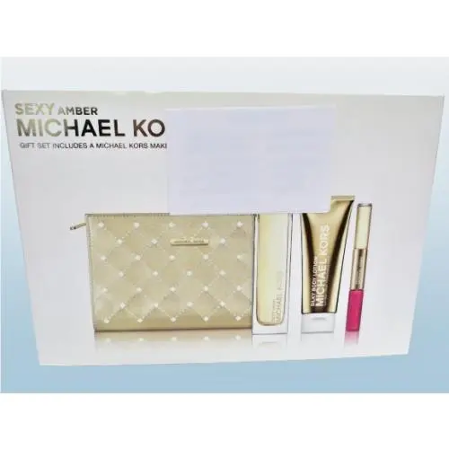Michael Kors Sexy Amber Eau DE Parfum Body Lotion Lip Luster 4PCS Set Boxed