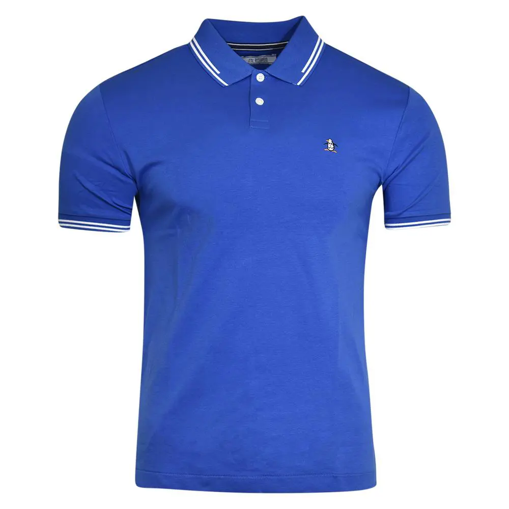 Men`s Polo Shirt Short Sleeve Cotton Classic Blue Medium by Original Penguin