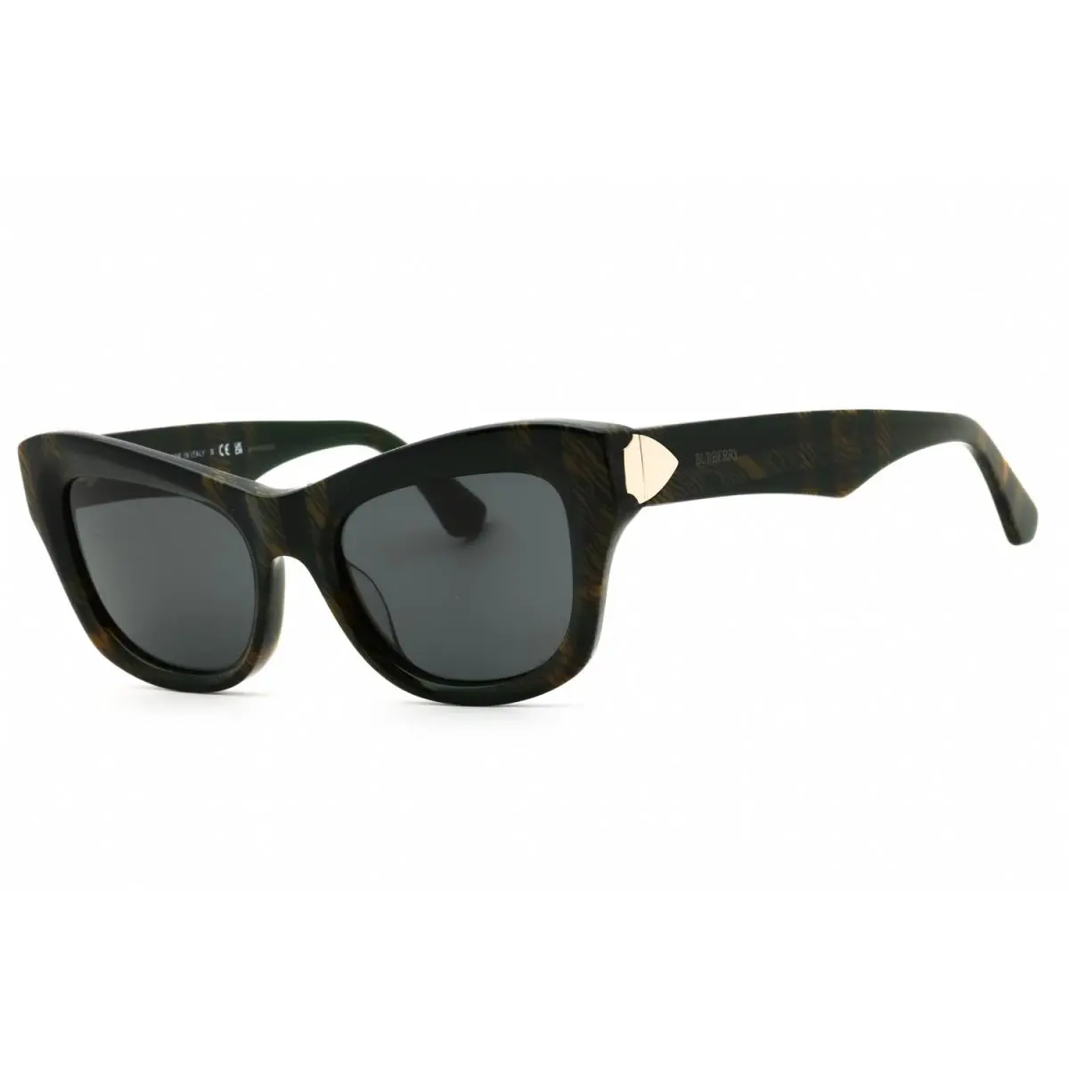 Burberry BE4442U 412587 Sunglasses Check Green Frame Grey Lenses 51mm