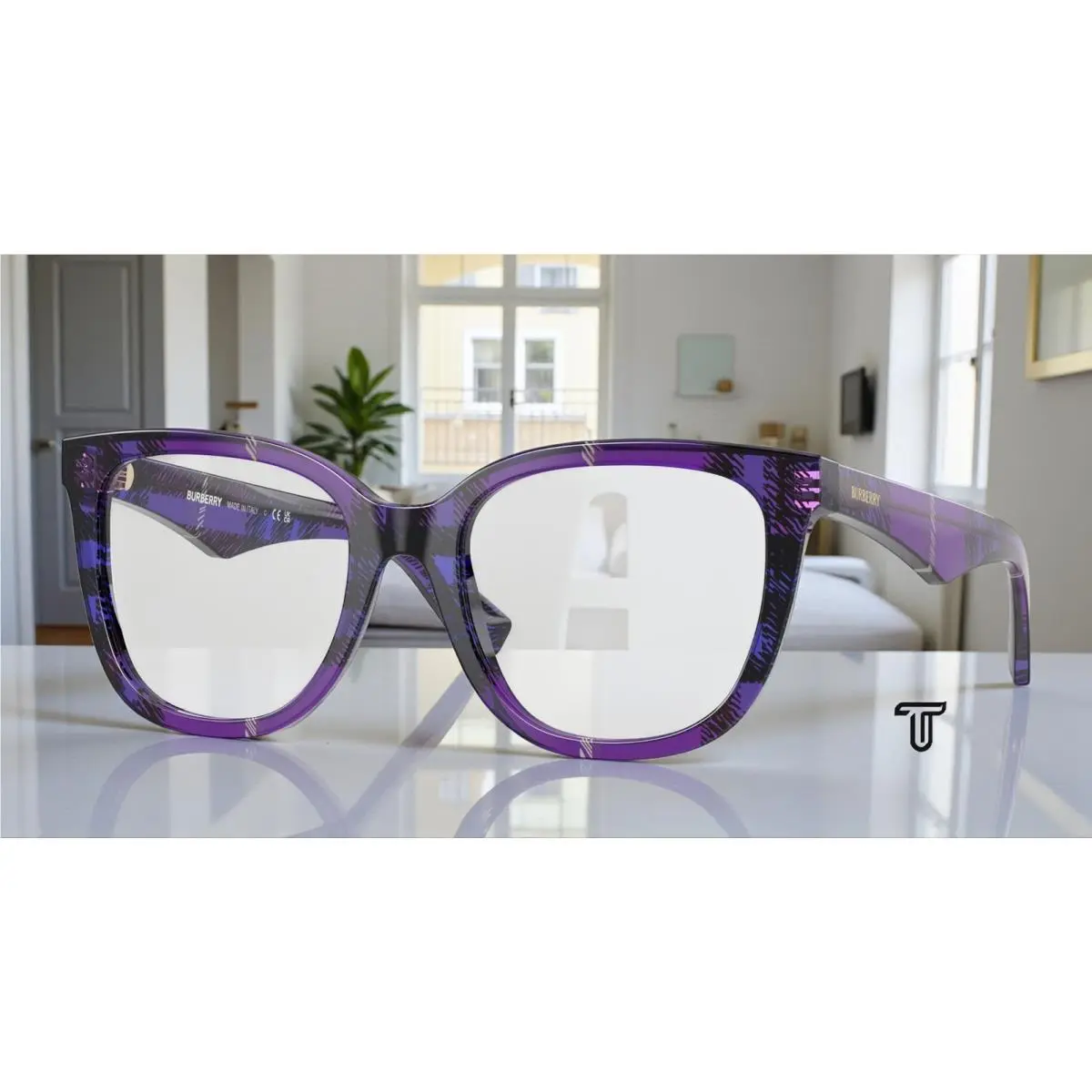 Burberry BE2415 4113 Check Violet Demo Lens 53 mm Women`s Eyeglasses