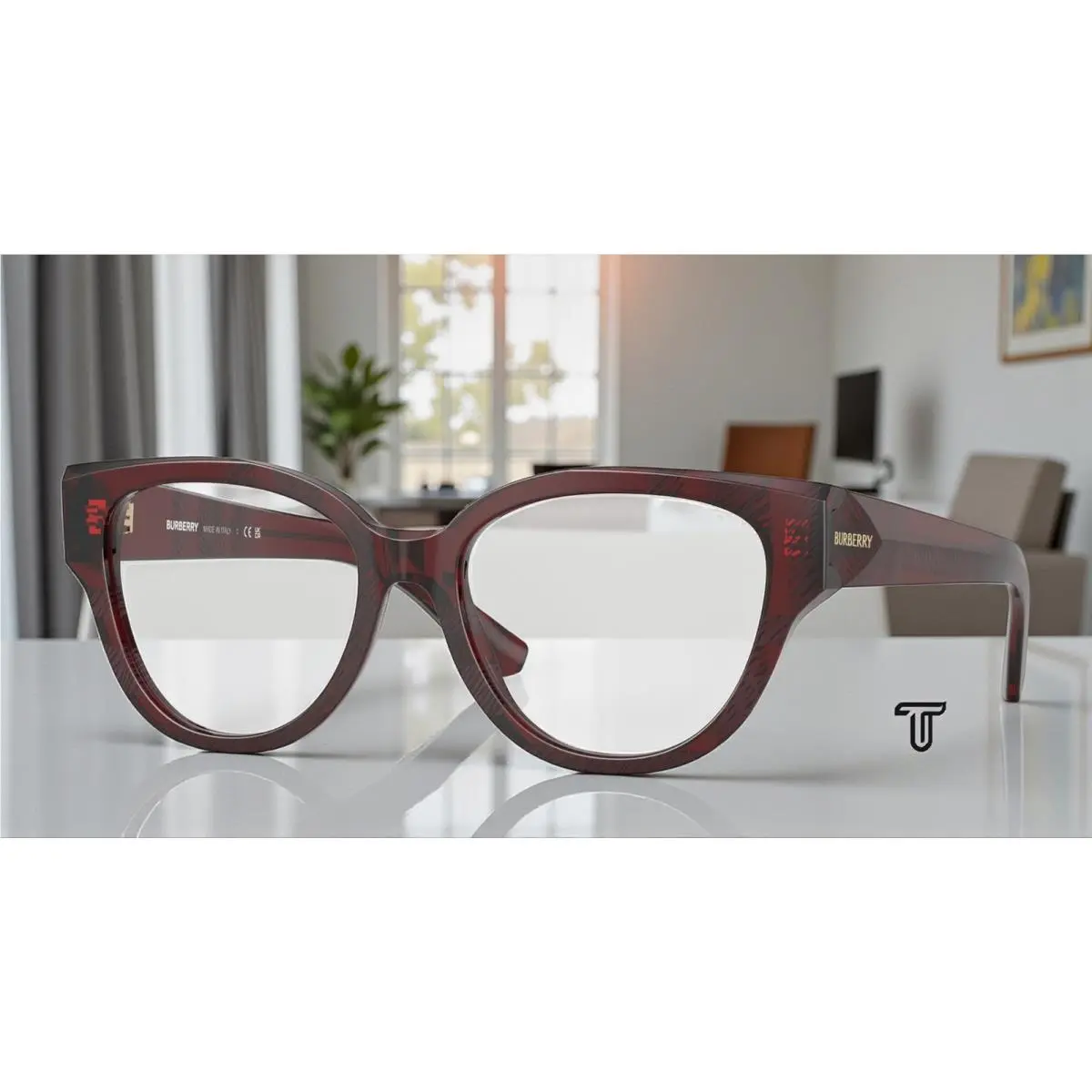 Burberry BE2421 4115 Check Red Demo Lens 53 mm Women`s Eyeglasses