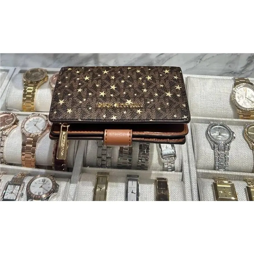 Michael Kors Women Lady Small Medium Wallet Money Coin Credit Card Holder Brown