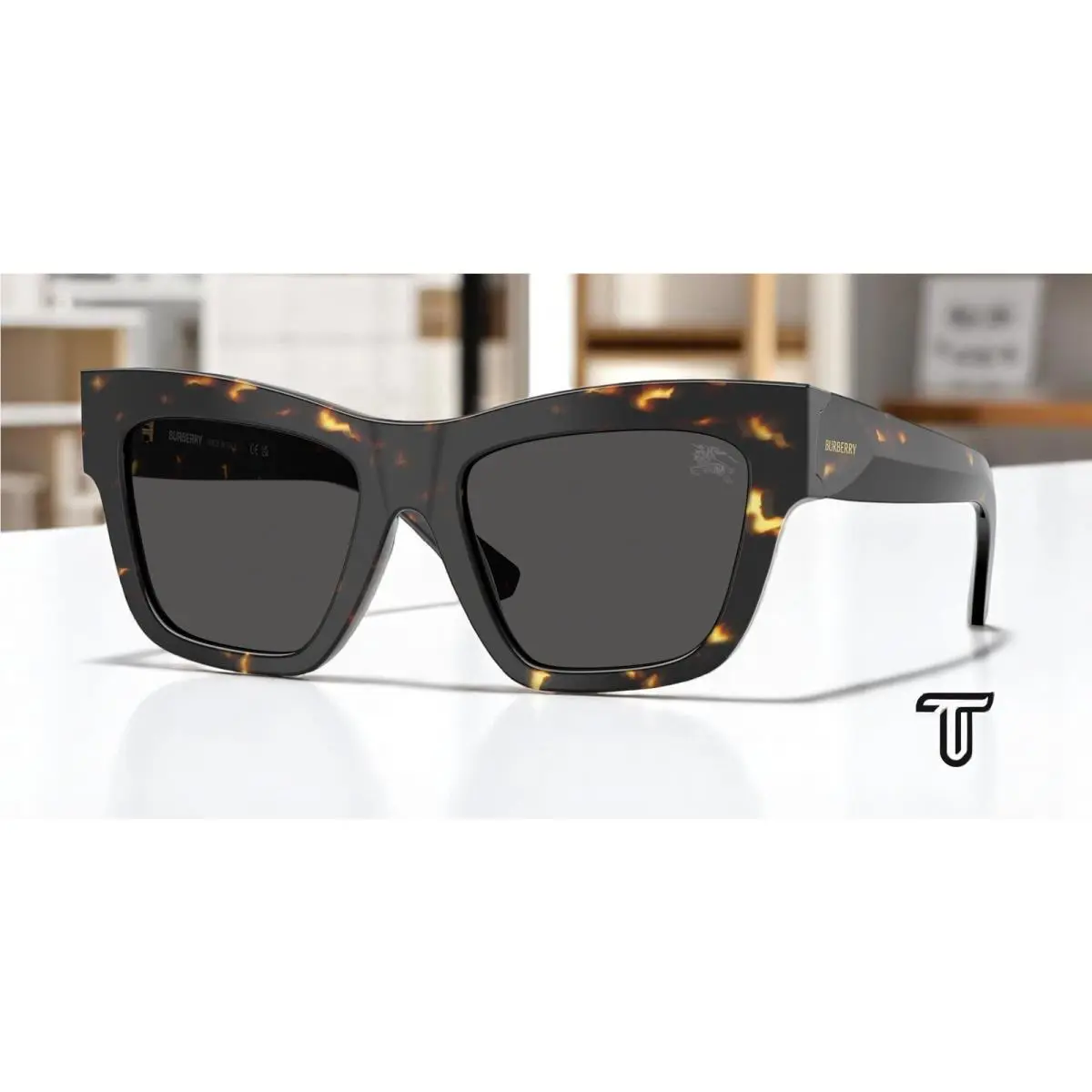 Burberry BE4449 410687 Yellow Havana Dark Grey 53 mm Women`s Sunglasses