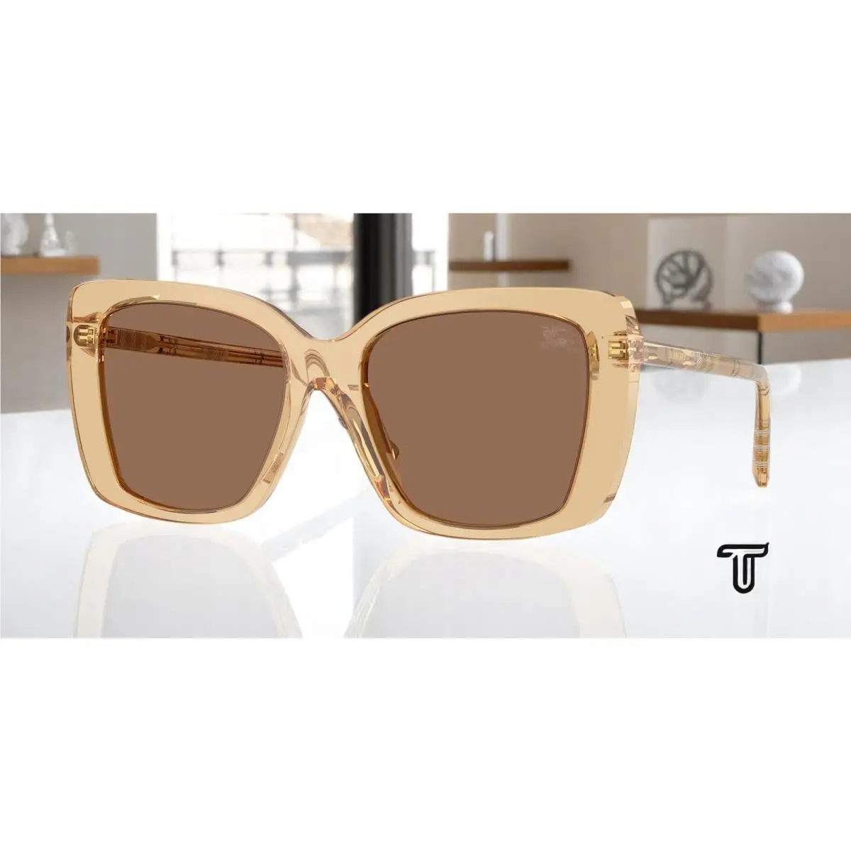 BE4456 416773 Beige Dark Brown 54 mm Women`s Sunglasses by Burberry