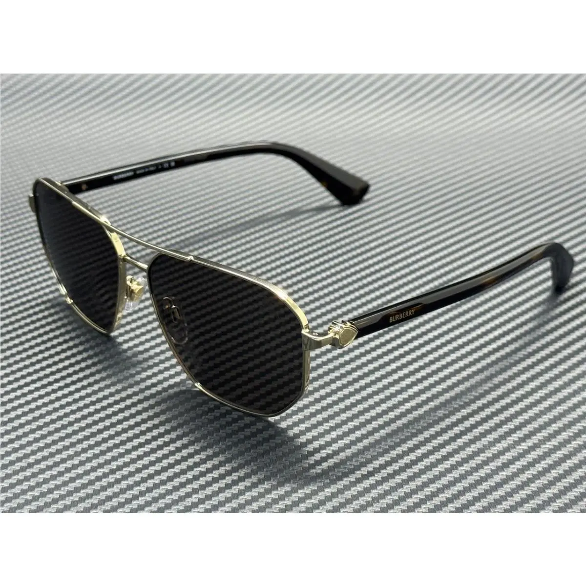 Burberry BE3166 110973 Light Gold Dark Brown Men`s 60 mm Sunglasses