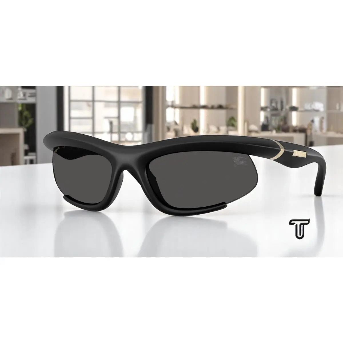 Burberry BE4462 418687 Sunglasses Black Frame Gray Lenses 64mm