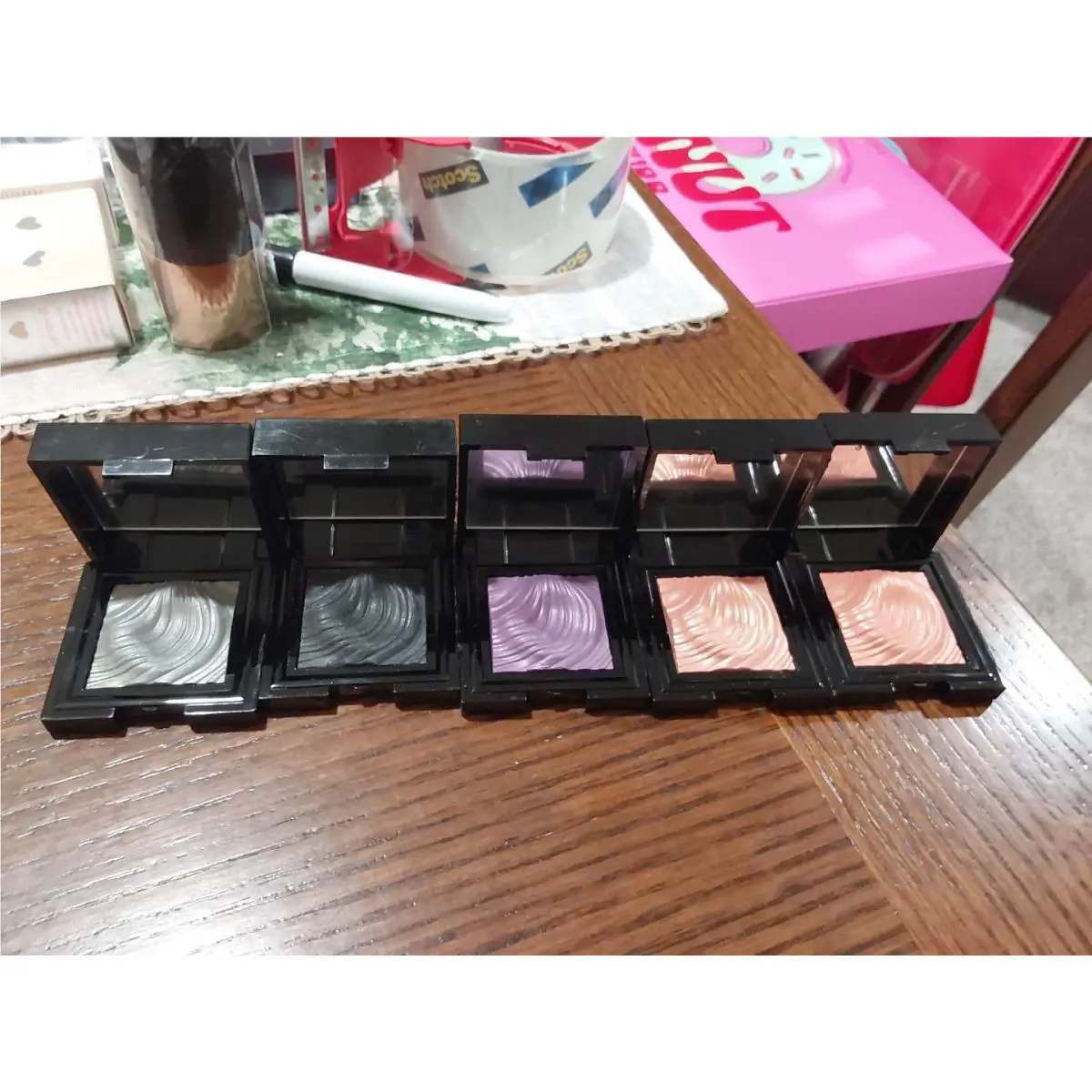 Sephora LOT/5 Prisma Chrome Eye Shadows Moon Glow/orange Facets/black/purple
