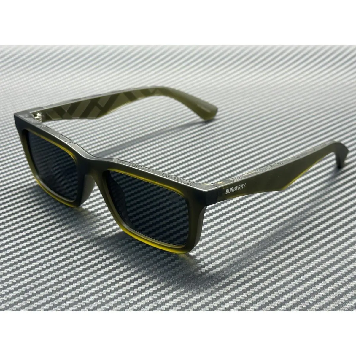 Burberry BE4475U 421287 Matte Green Dark Grey Men`s 53 mm Sunglasses