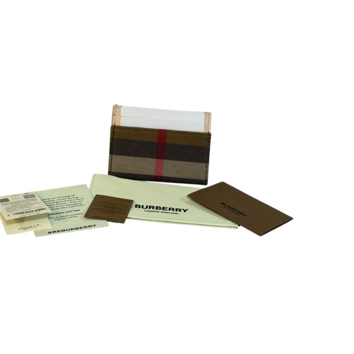 Burberry House Check Canvas Leather Card Holder - Pale Cameo