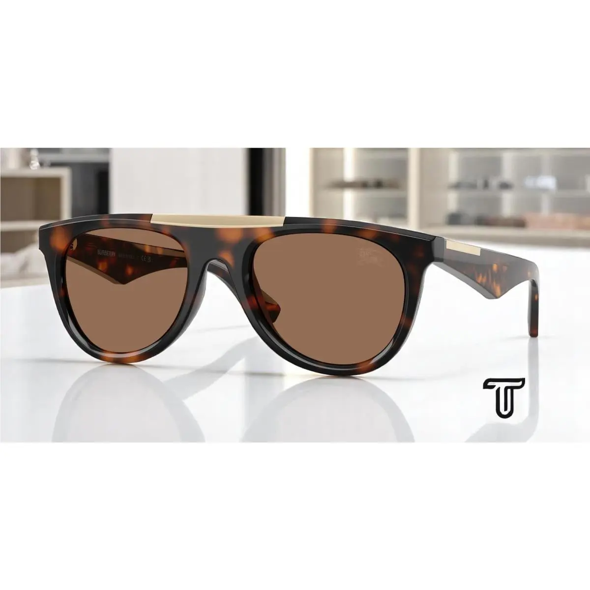 Burberry BE4452U 300273 Dark Havana Dark Brown 53 mm Men`s Sunglasses