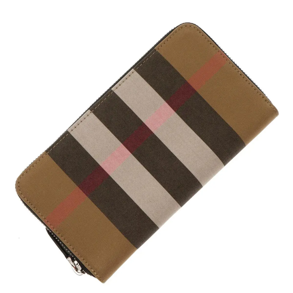 Burberry Zig Wallet Check Canvas Zip Around