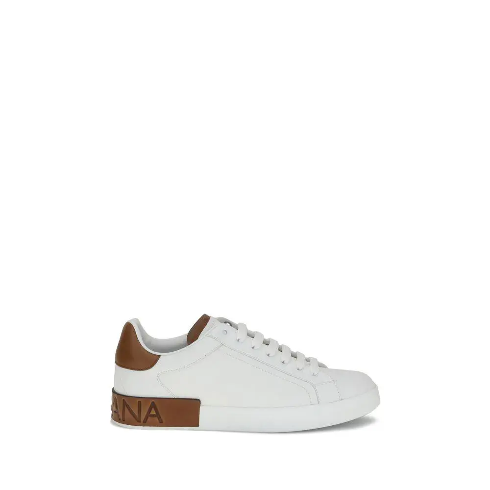 Dolce Dolce&gabbana Portofino Gabbana Portofino Men White Sneakers Leather Low Top Trainer Shoes US 8.5 - White