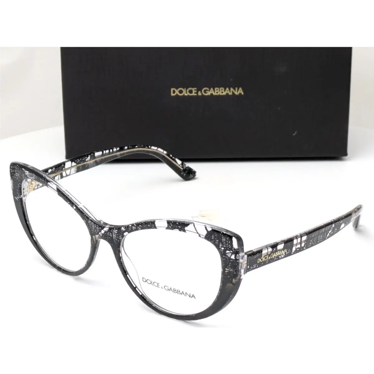 Dolce Gabbana DG3285 3152 Black Lace Women`s Eyeglasses Frames 54-17-140