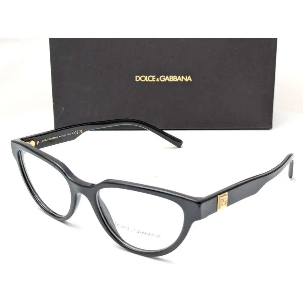 Dolce Gabbana DG3358 501 Cat Eye Black Gold Womens Eyeglasses Frames 53-19-145