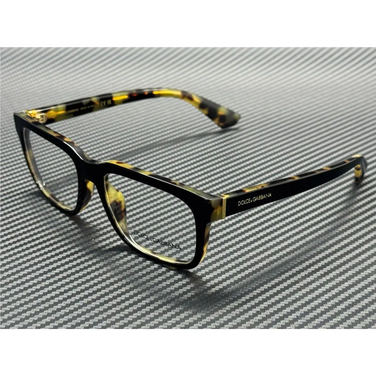 Dolce Gabbana DG3432 3404 Black Yellow Havana Men`s 56 mm Eyeglasses