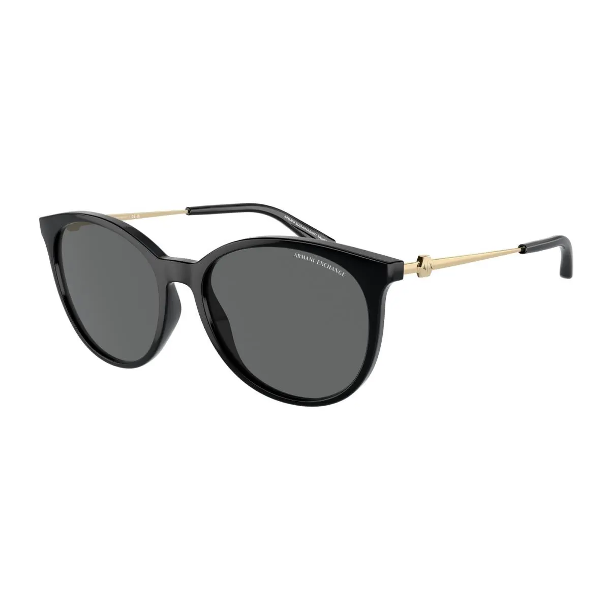 Armani Exchange AX 4140SF Shiny Black Dark Grey 815887 Sunglasses