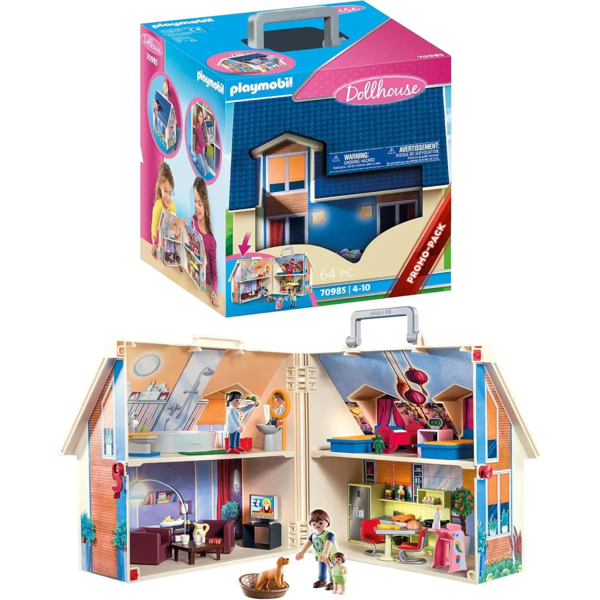 Playmobil Dollhouse Playset Girls Toy Foldable Portable 2-Story House