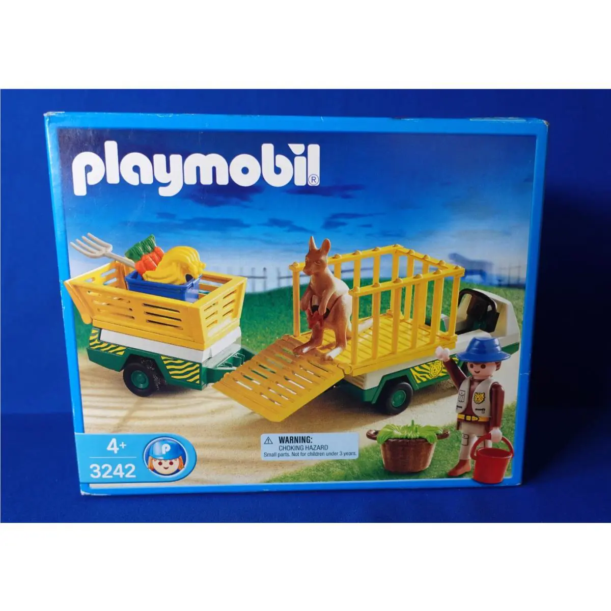 Playmobil 3242 Zookeeper w/ Animal Transporter Trailer Kangaroo 2002