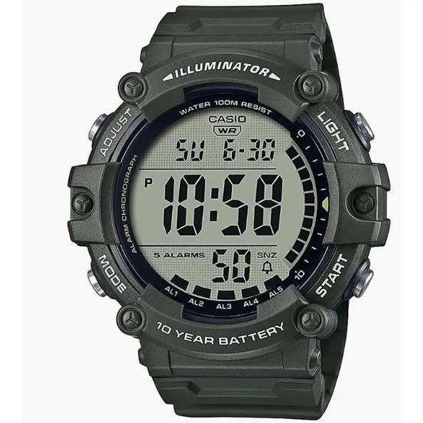 Illuminator Extra Long Strap Water Resistance Men`s Watch AE-1500WHX-3AVCF by Casio