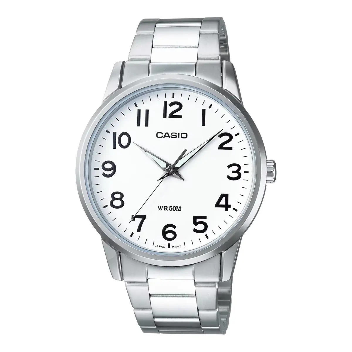 Casio Men’s Classic White Face Analog Watch with Steel Bracelet - MTP-1303D-7BV - Silver