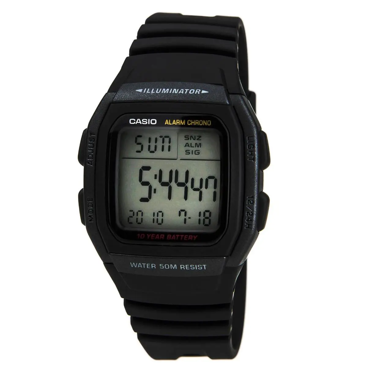 Casio Men`s Watch Classic Sports Alarm Chrono Digital Dial Resin Strap W96H-1B - Dial: Grey, Band: Black