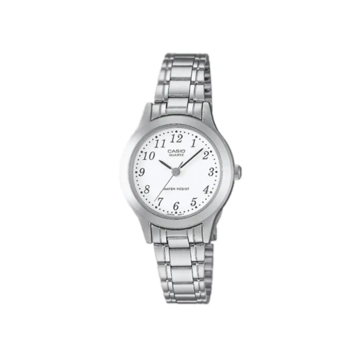 Casio Women’s Silver Stainless Steel Analog Watch with White Dial
