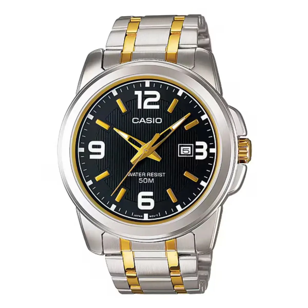 Casio Men s Two Tone Black Dial Analog Watch - MTP-1314SG-1AV