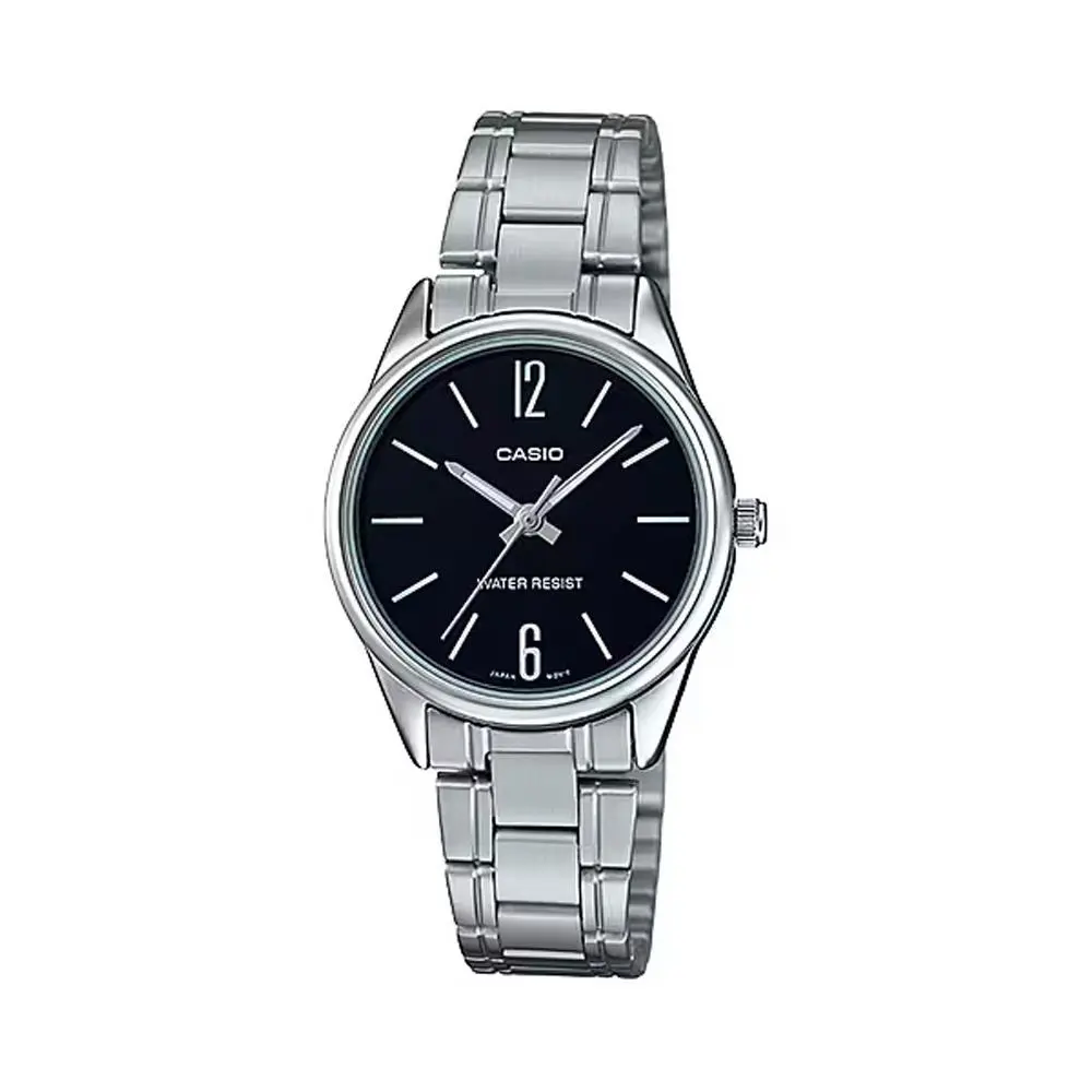 LTP-V005D-1B Women`s Standard Stainless Steel Black Dial Analog Watch by Casio