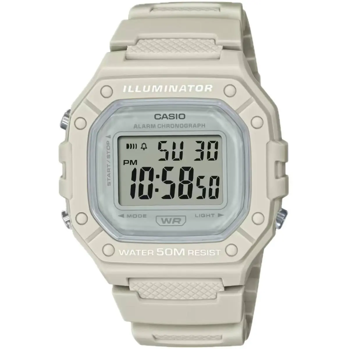 Men`s Watch Chronograph Digital Dial Light Grey Resin Strap W-218HC-8AVCF by Casio
