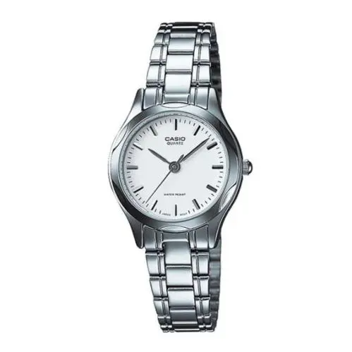 Women`s LTP-1275D-7A Stainless Steel Band White Dial Analog Wrist Watch by Casio