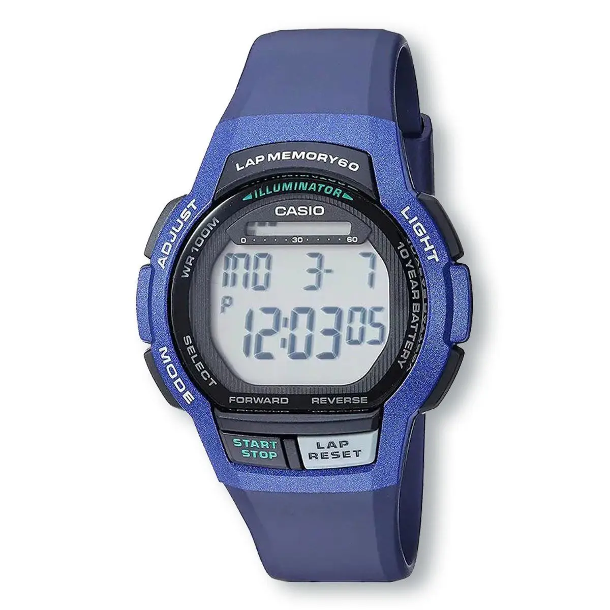 Casio WS1000H-2AV Lap Memory 60 Digital Watch Black/blue