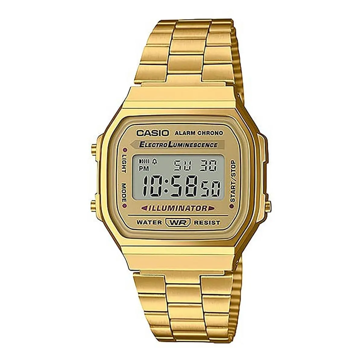 Casio Digital Alarm Chrono Stainless Steel Aqua Blue A168WG-9WDF Unisex Watch