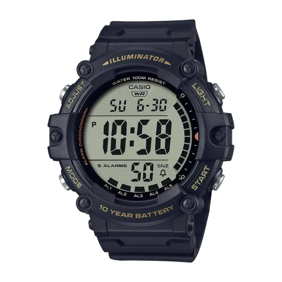 Illuminator Extra Long Strap Water Resistance Men`s Watch AE-1500WHX-1AVCF by Casio