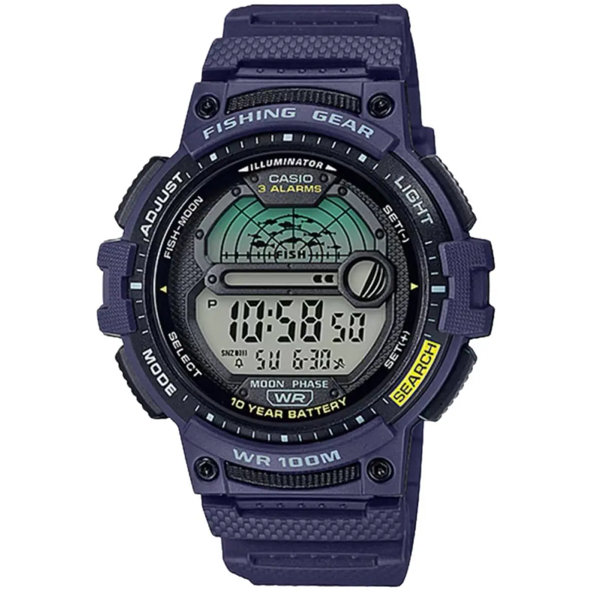 Casio Men`s Watch Dual Time Grey Digital Dial Blue Resin Strap WS-1200H-2AV