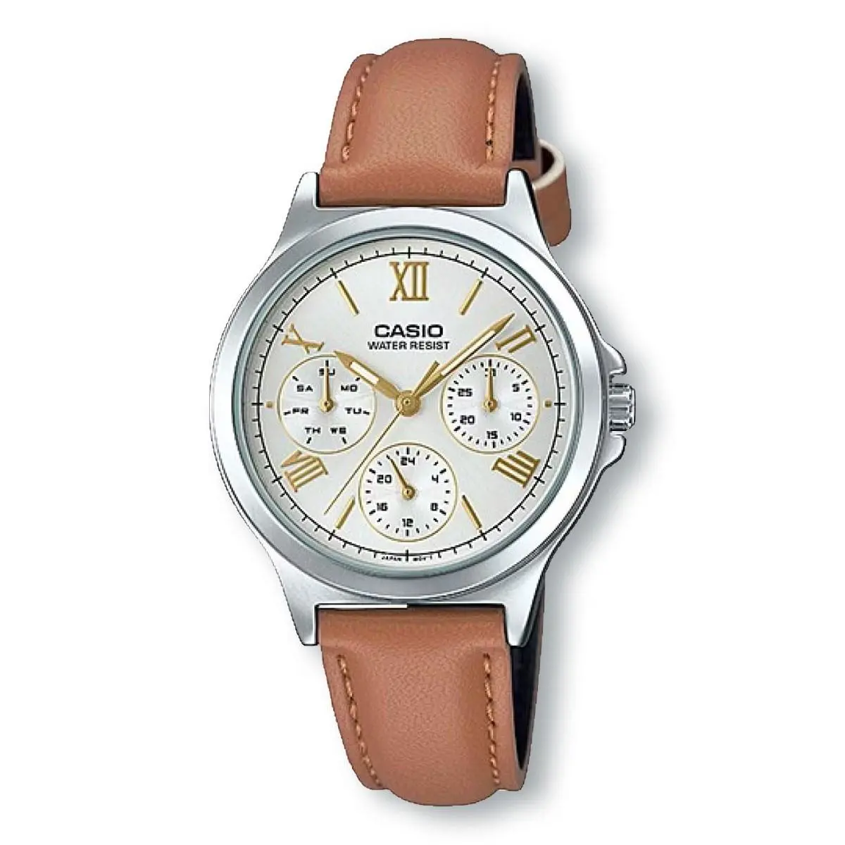 Casio LTPV300L-7A2 Classic Analog Leather Band Watch Brown/silver