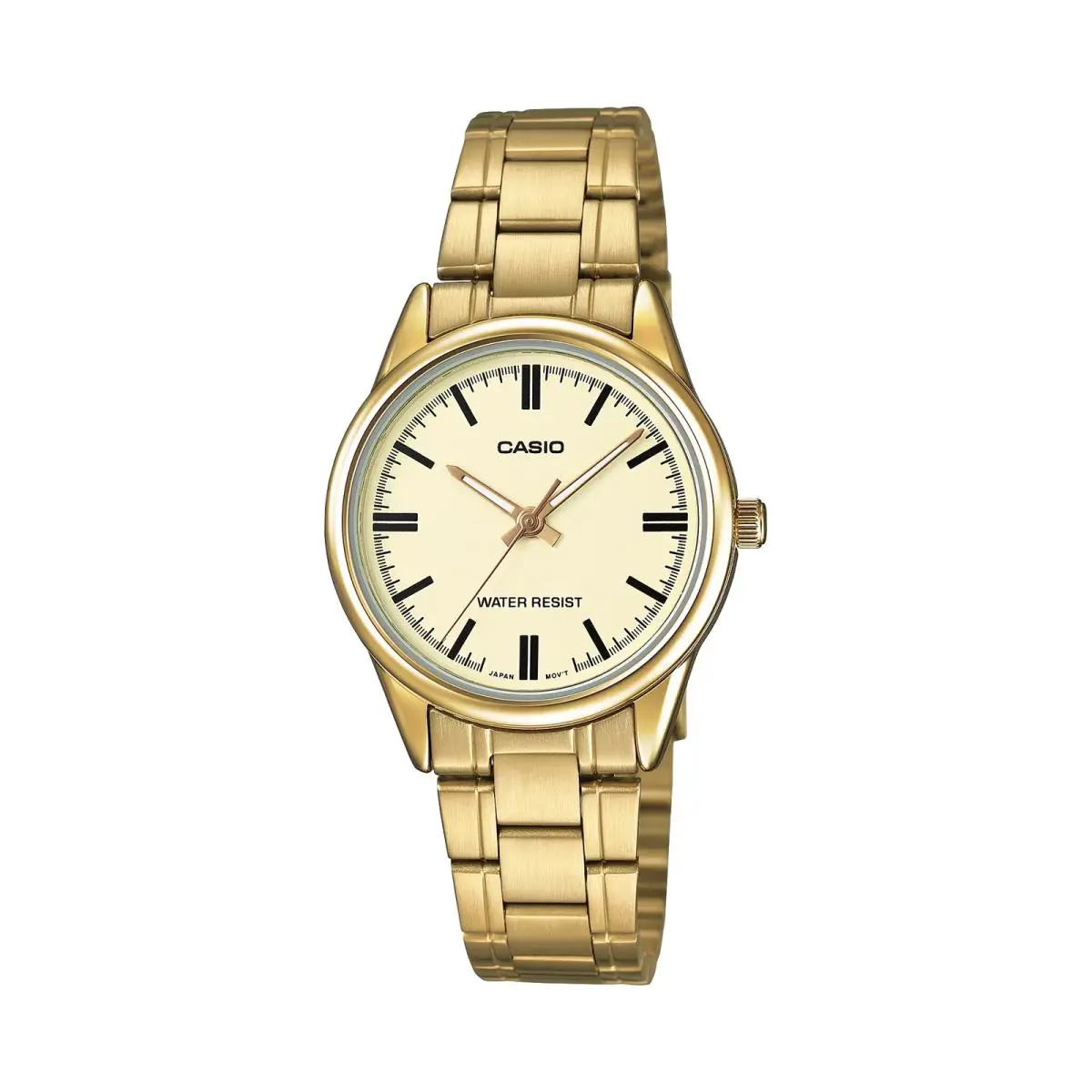 Casio Women s Gold Analog Watch with Champagne Dial - LTP-V005G-9AUDF