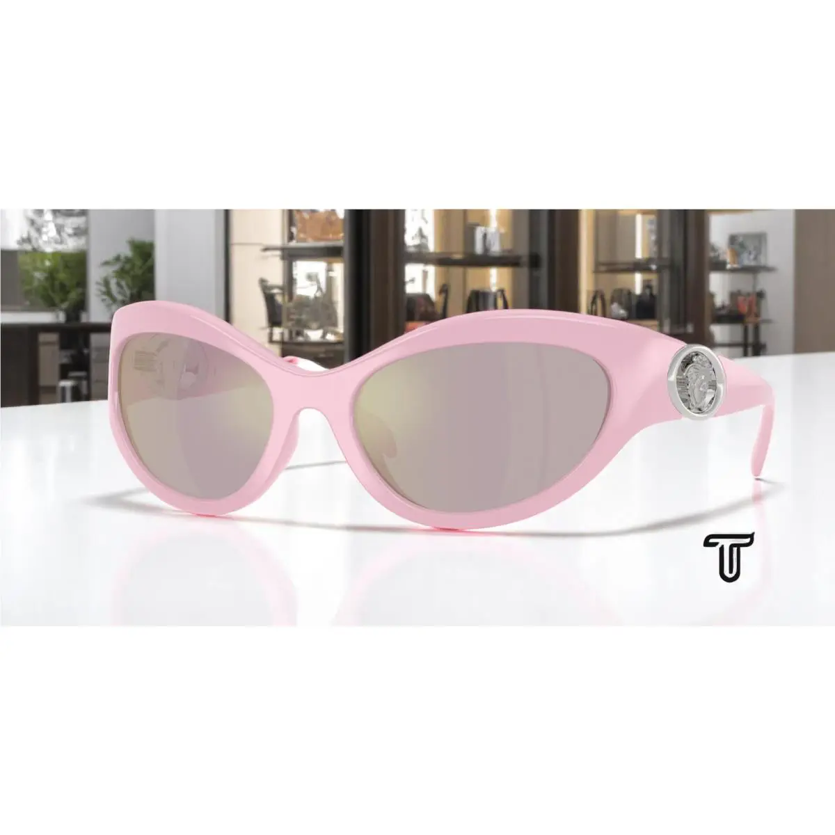 Versace VE4485 5521 Z Pink Pink Mirror Rose Gold 59 mm Women`s Sunglasses