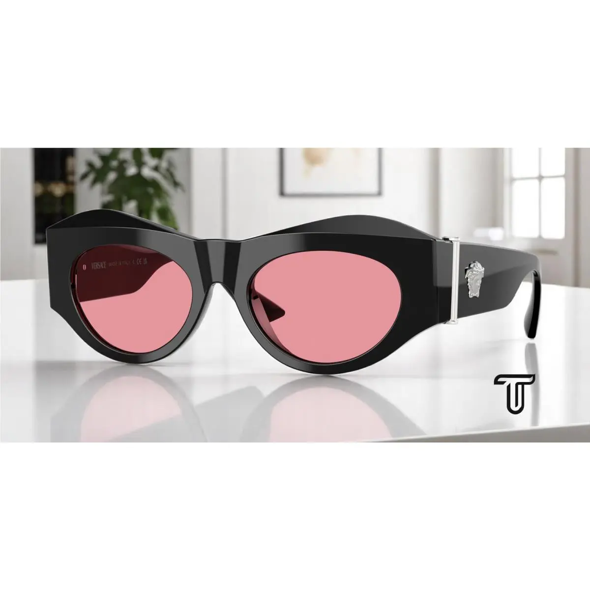 Versace VE4477U 532084 Black Pink 52 mm Women`s Sunglasses