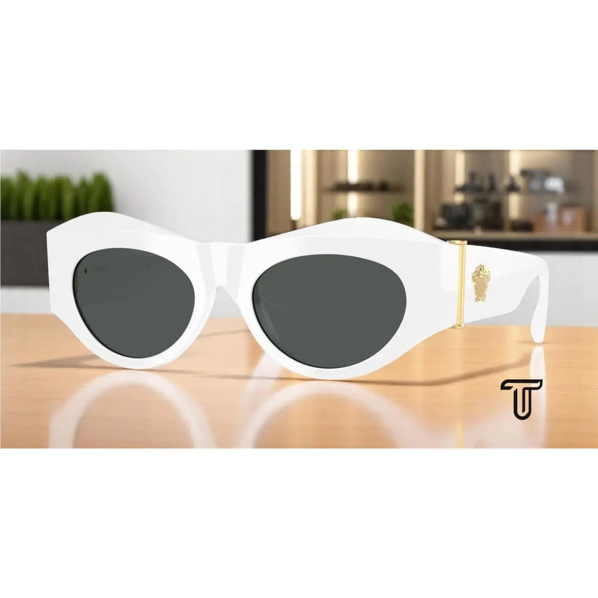 Versace VE4477U 545987 White Dark Gray 52 mm Women`s Sunglasses