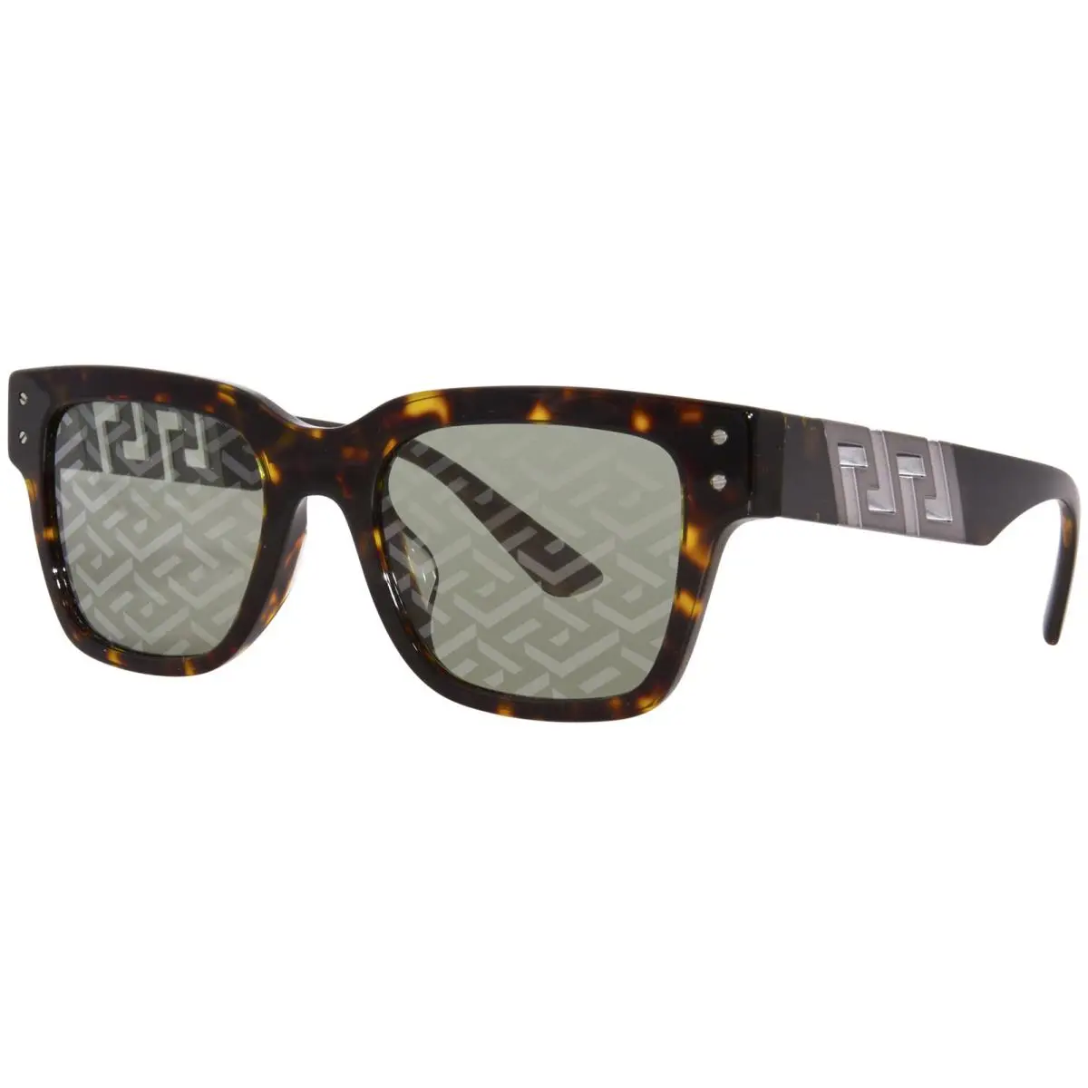 Versace VE4421F 108/V8 Sunglasses Men`s Havana/green Monogram Silver 52mm