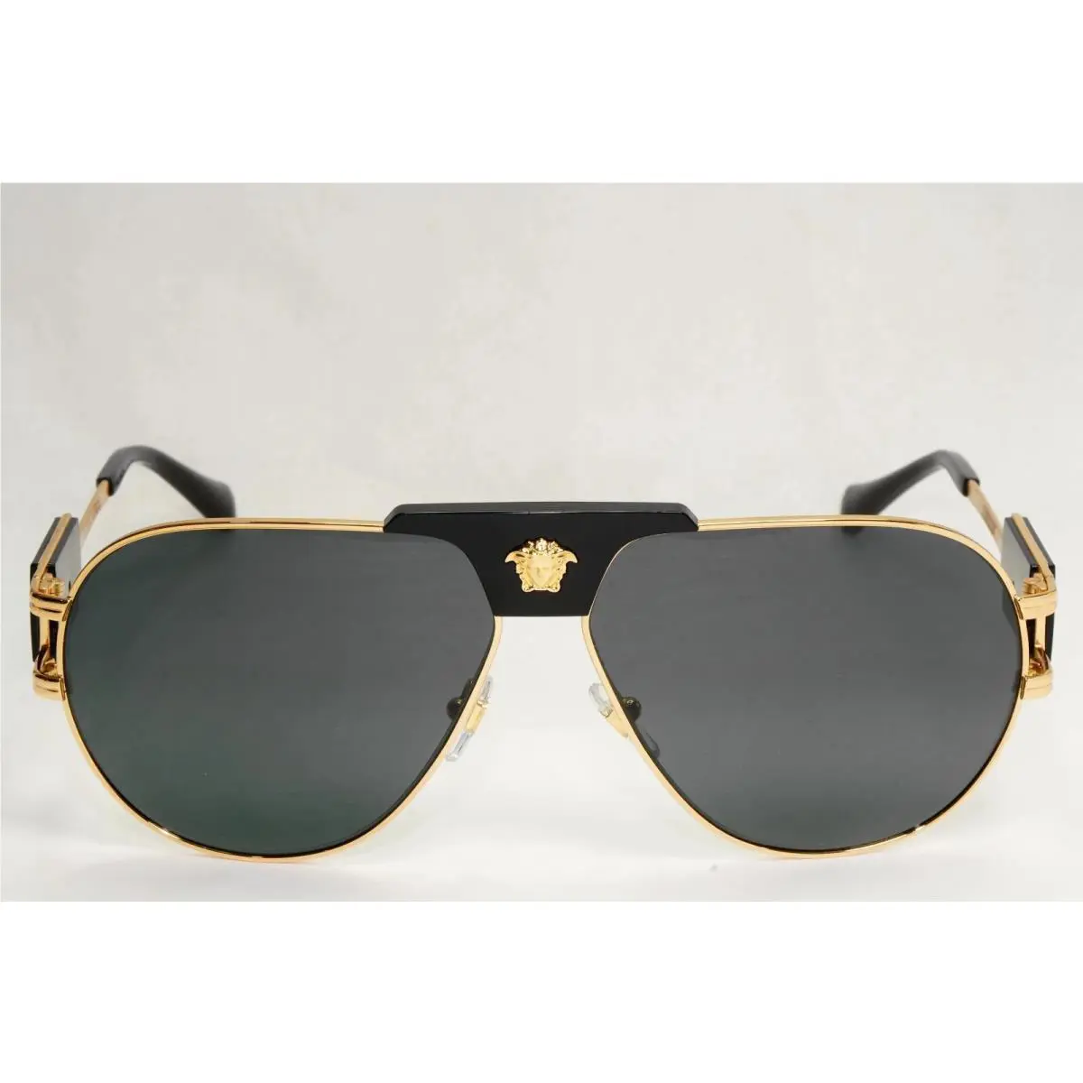 Versace Sunglasses Gold Black Grey Metal Pilot Mod VE 2252 1002/87 63mm