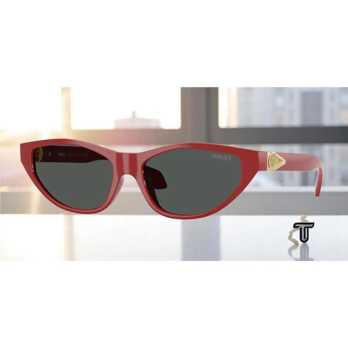 Versace VE4491U 538887 Red Dark Grey 55 mm Women`s Sunglasses