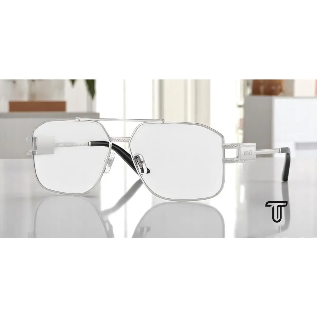 Versace VE1302 1000 Silver Demo Lens 57 mm Men`s Eyeglasses